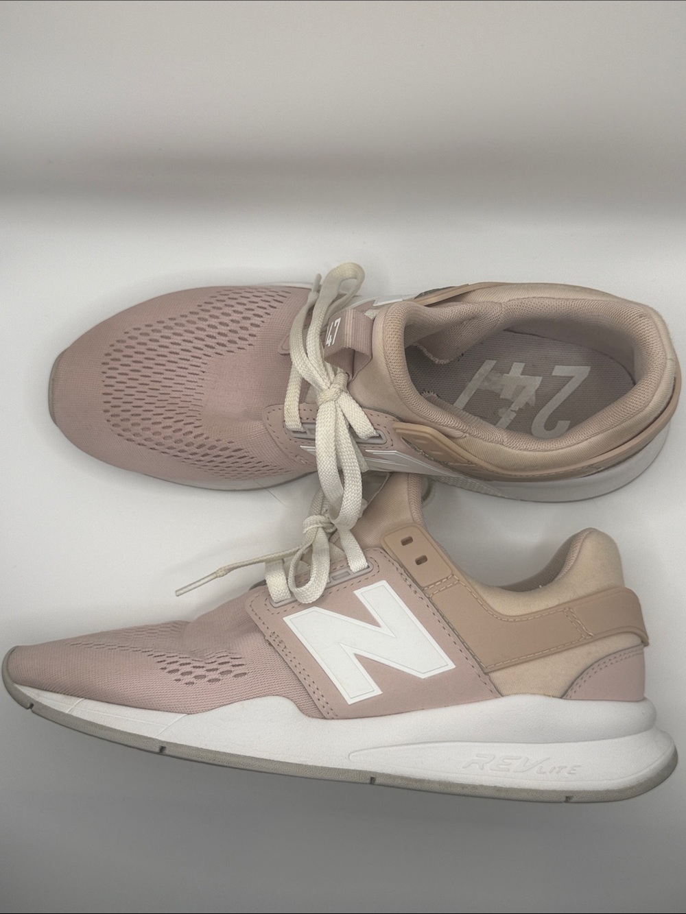 New Balance 247 Women's Blush Pink Athletic Sneakers with White N Logo -size9.5